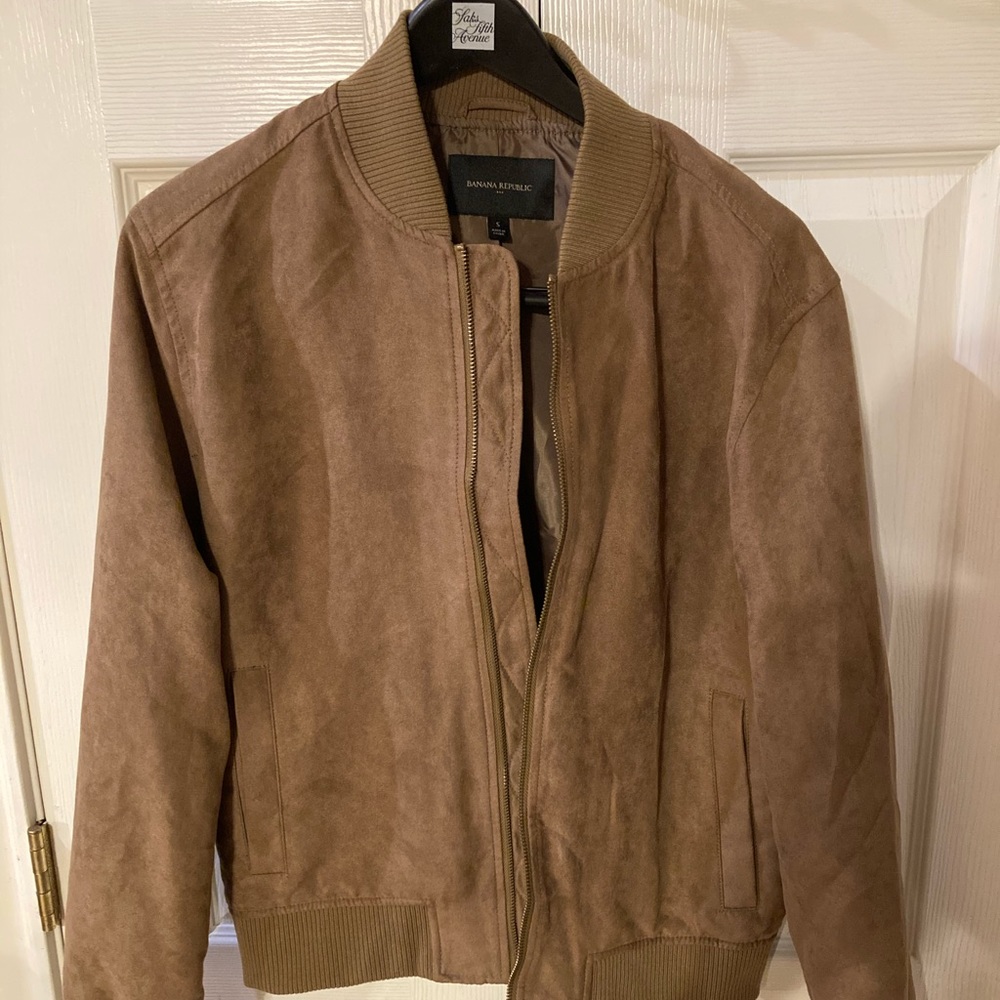 Brown/Tan Small Banana Republic Vegan Suede Bomber Jacket